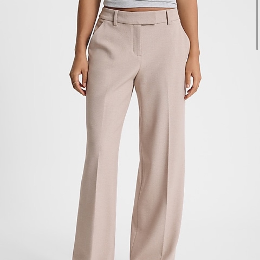 Express Mid Rise Trousers Tan Wide-Leg Pants